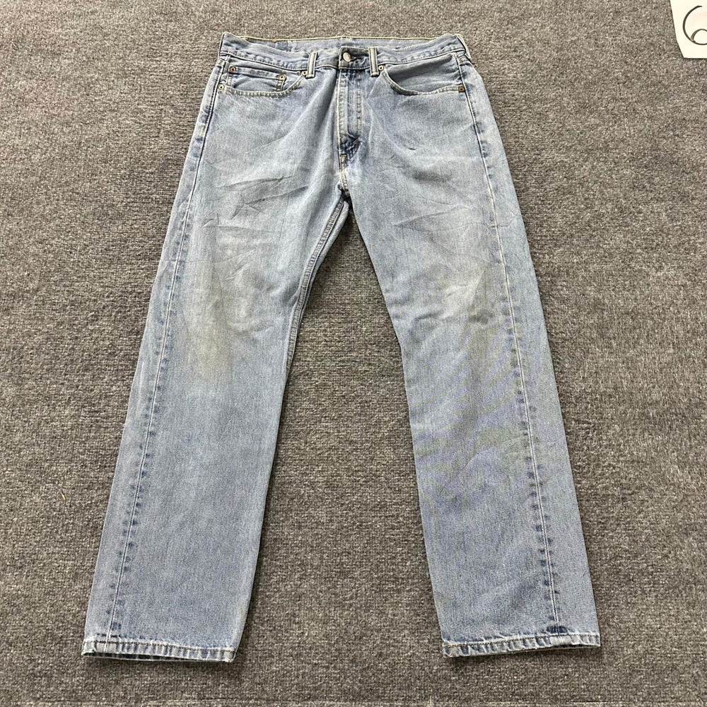 Levi's Jeans Mens Size 34x30 505 Regular Fit Light Wash Blue Denim Straight Leg